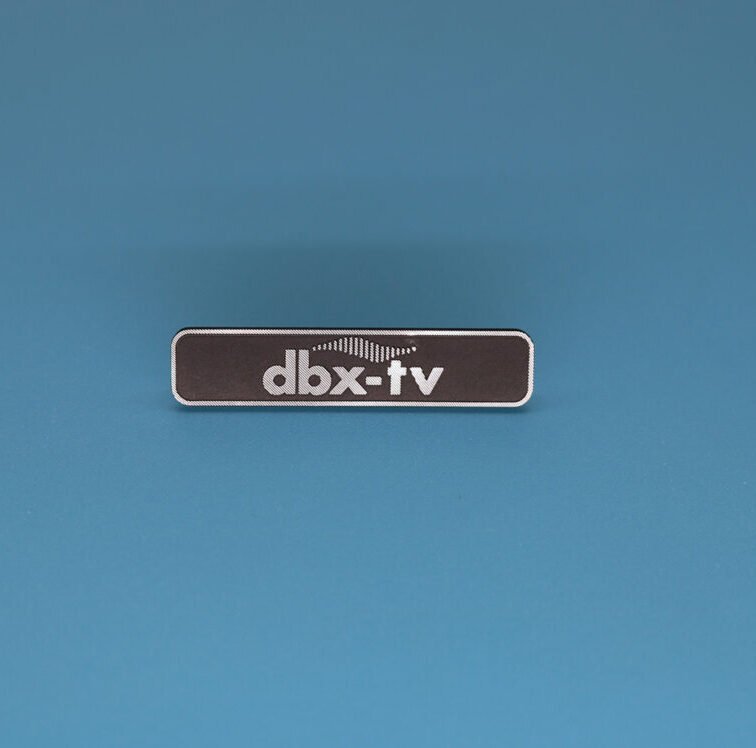 Custom aluminum nameplate with printed brand logo